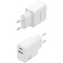 Aisens Cargador GaN 20W con USB-C PD 3.0 y USB-A QC 3.0, Blanco